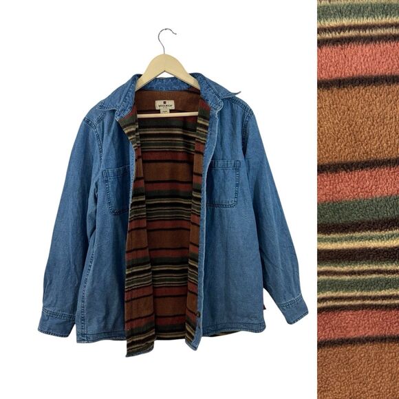 Woolrich Jackets & Blazers - Woolrich Large Shacket Jean Jacket Fleece Lined Button Chore Barn Western Womens